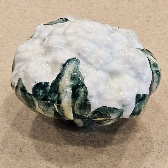 VINTAGE HANDPAINTED CERAMIC CAULIFLOWER MAJOLICA DECOR DISPLAY ART VIETRI ITALY - Picture 2 of 8